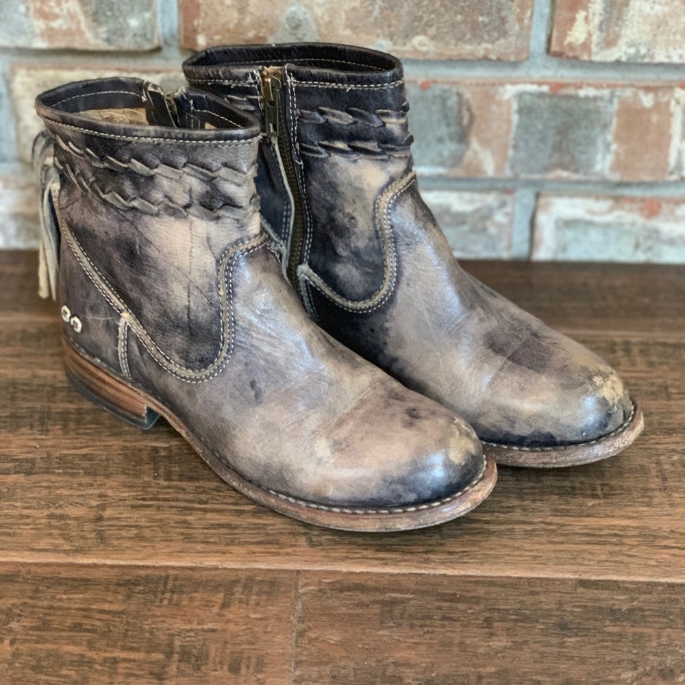 Bed Stu craven black driftwood distressed booties